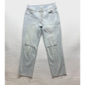 Lucky Brand Mid Rise Authentic Straight Jeans Raw Hem Button Fly Sz 6/ 28  G209
